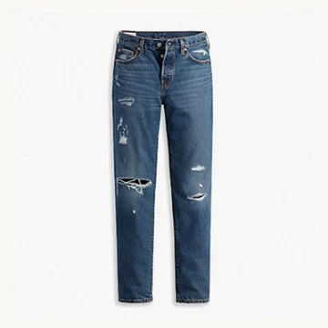 Skinny Jeans In Washed Blue Denim Destroyed Low Rise Jeans 