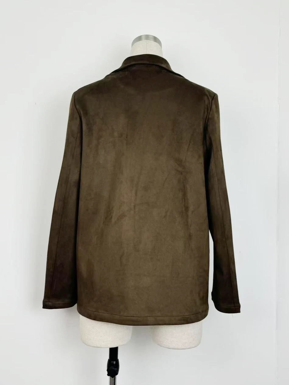 Women's Suede Blazer,Single-Breasted Blazer,Jacket — view 2