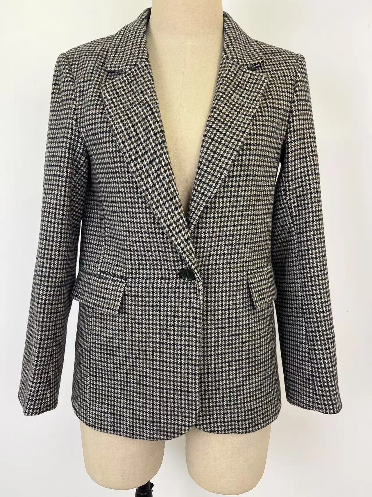 Women's Check Blazer,Single-Breasted Blazer,Jacket