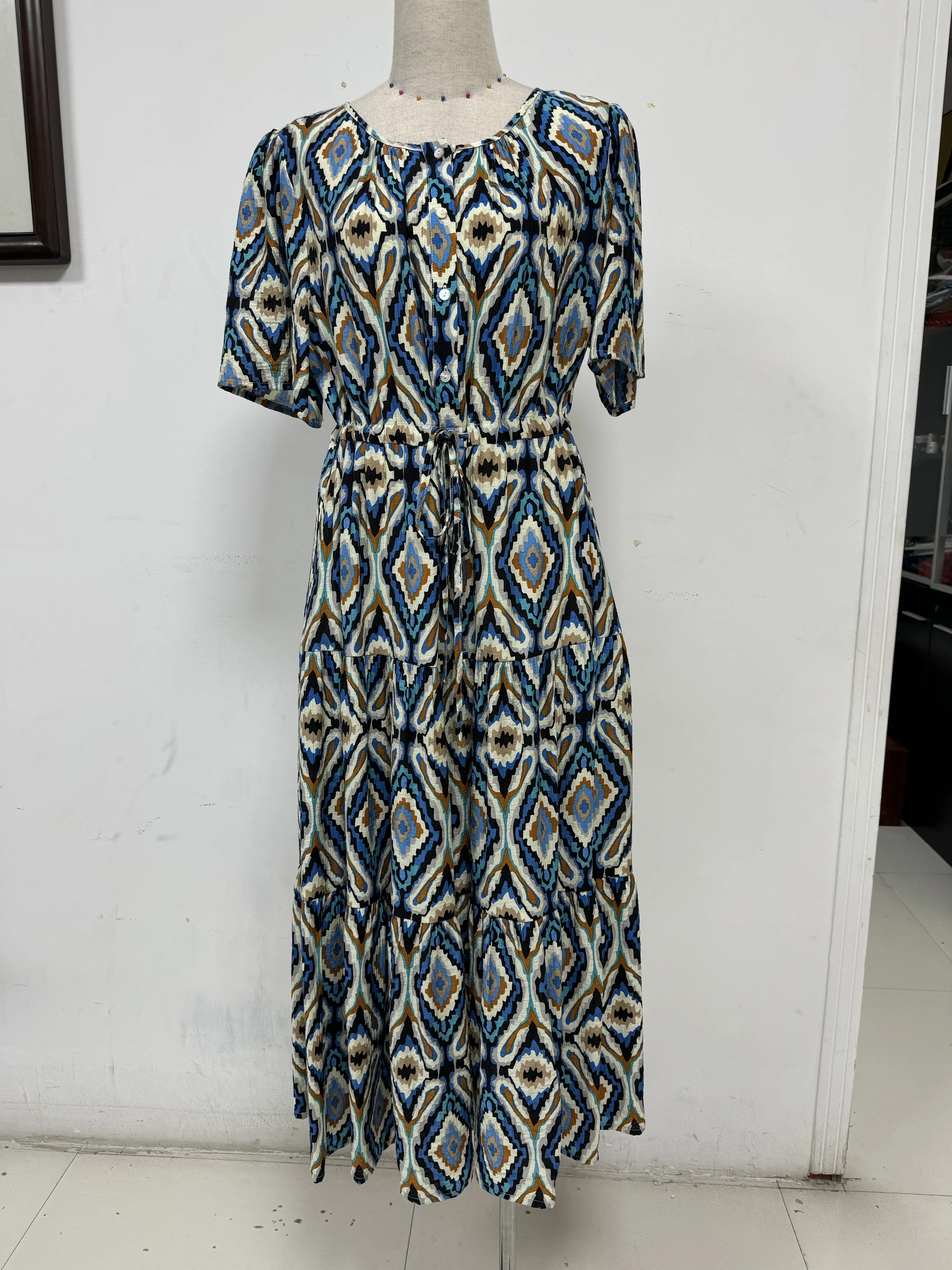 Short sleeve printed dress,Day dress,Daily dress,Casual maxi dress — view 2