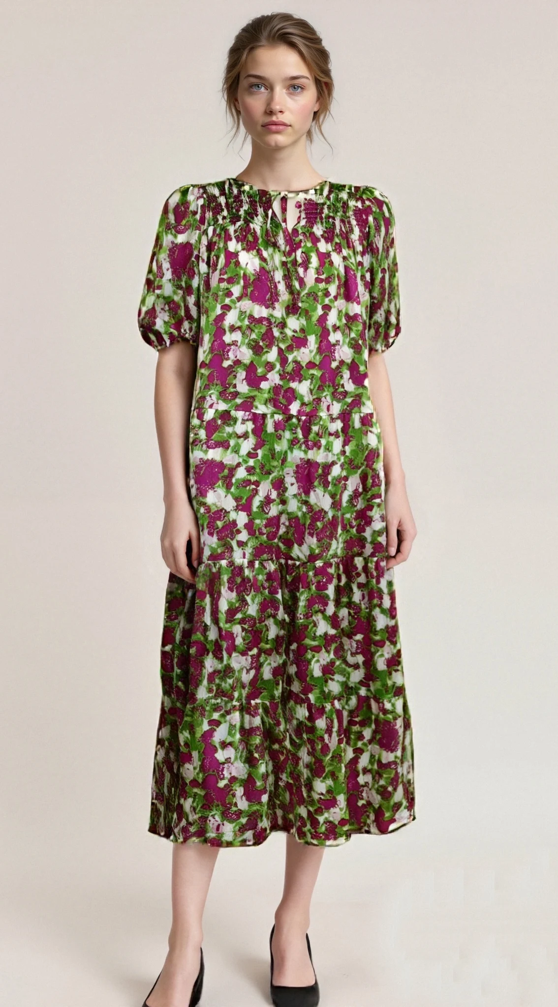 Short sleeve printed dress,Day dress,Daily dress,Casual maxi dress