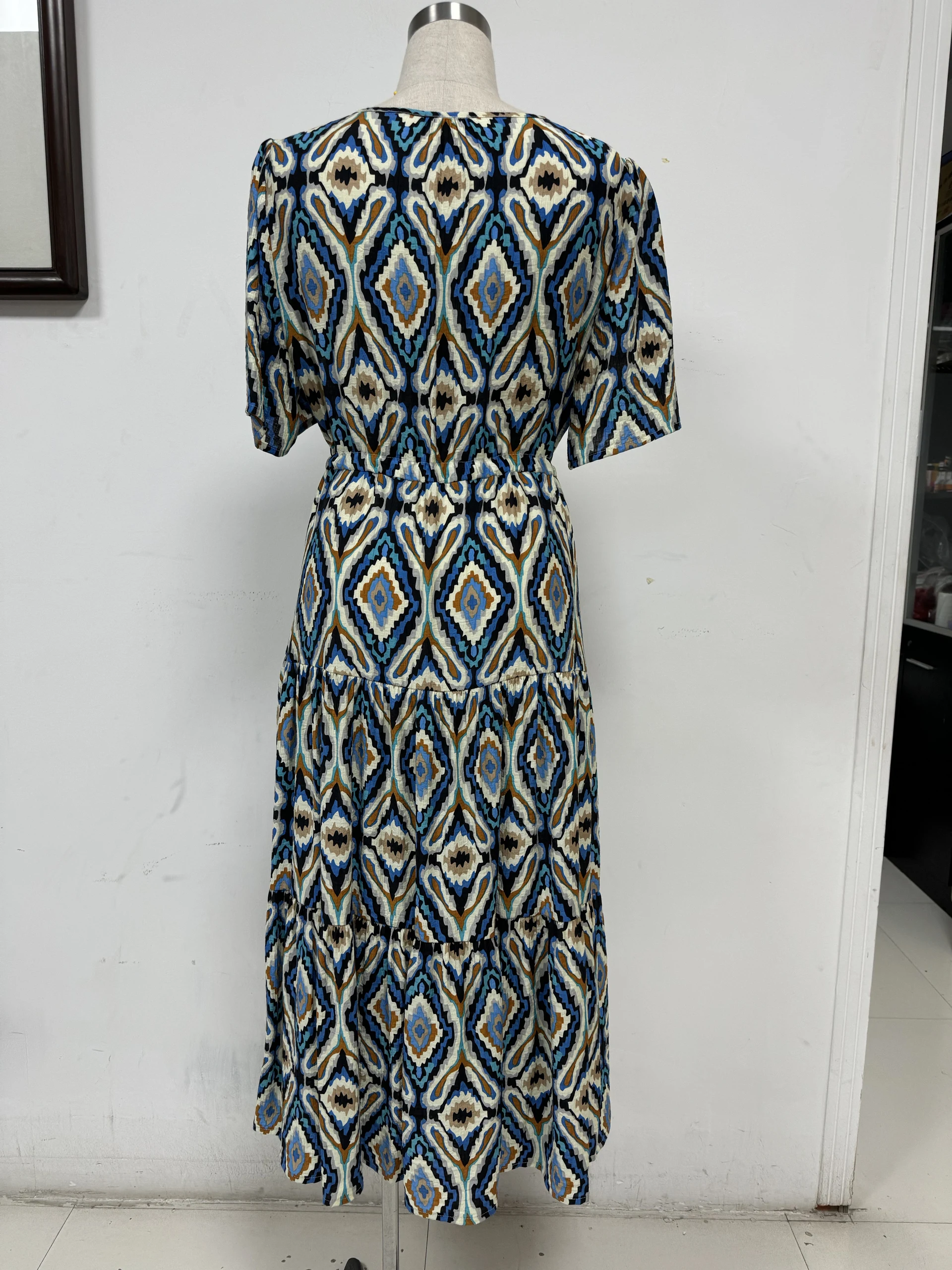 Short sleeve printed dress,Day dress,Daily dress,Casual maxi dress — view 3