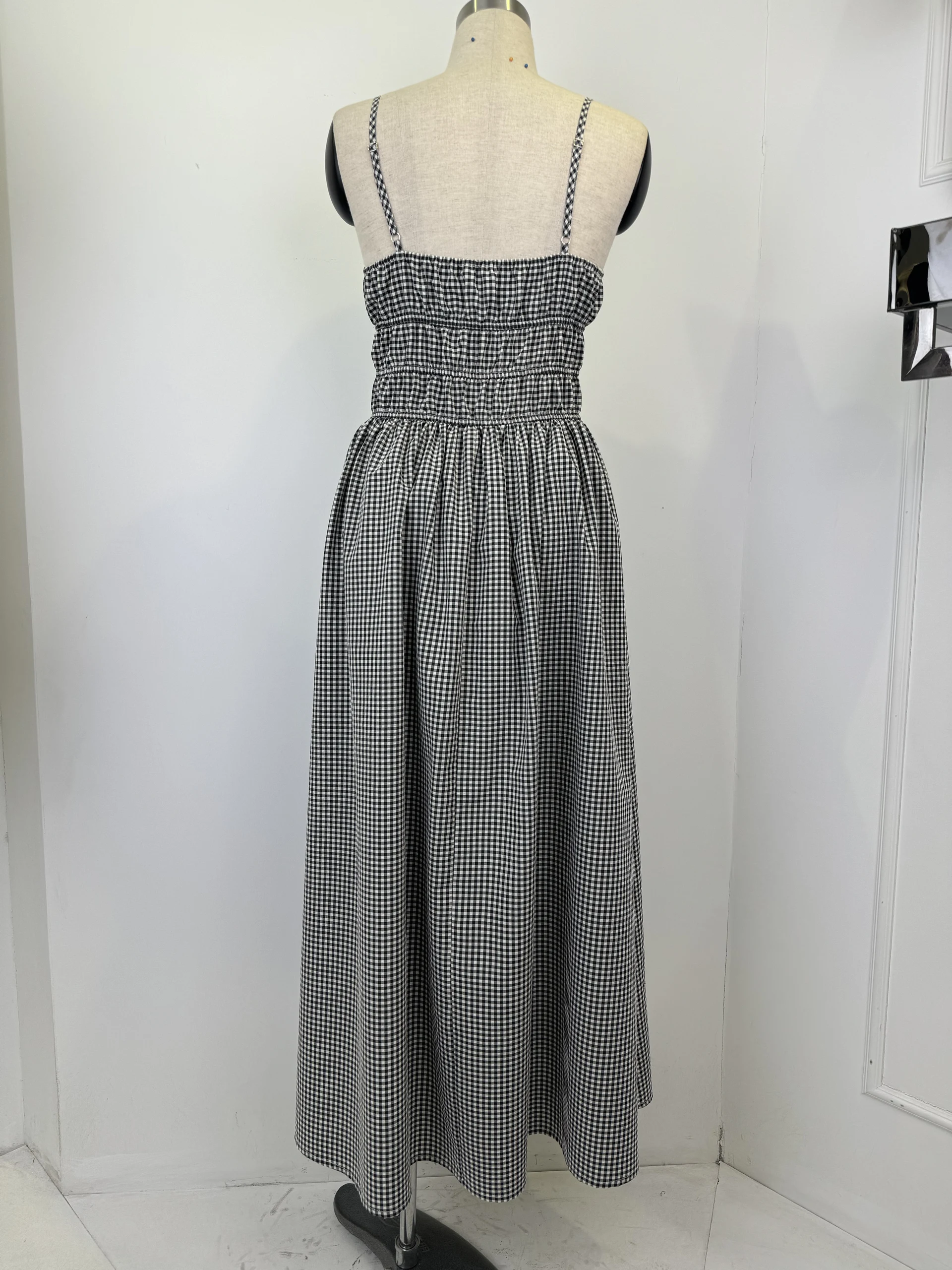 Sleeveless check printed dress,Day dress,Daily dress,Casual maxi dress — view 3