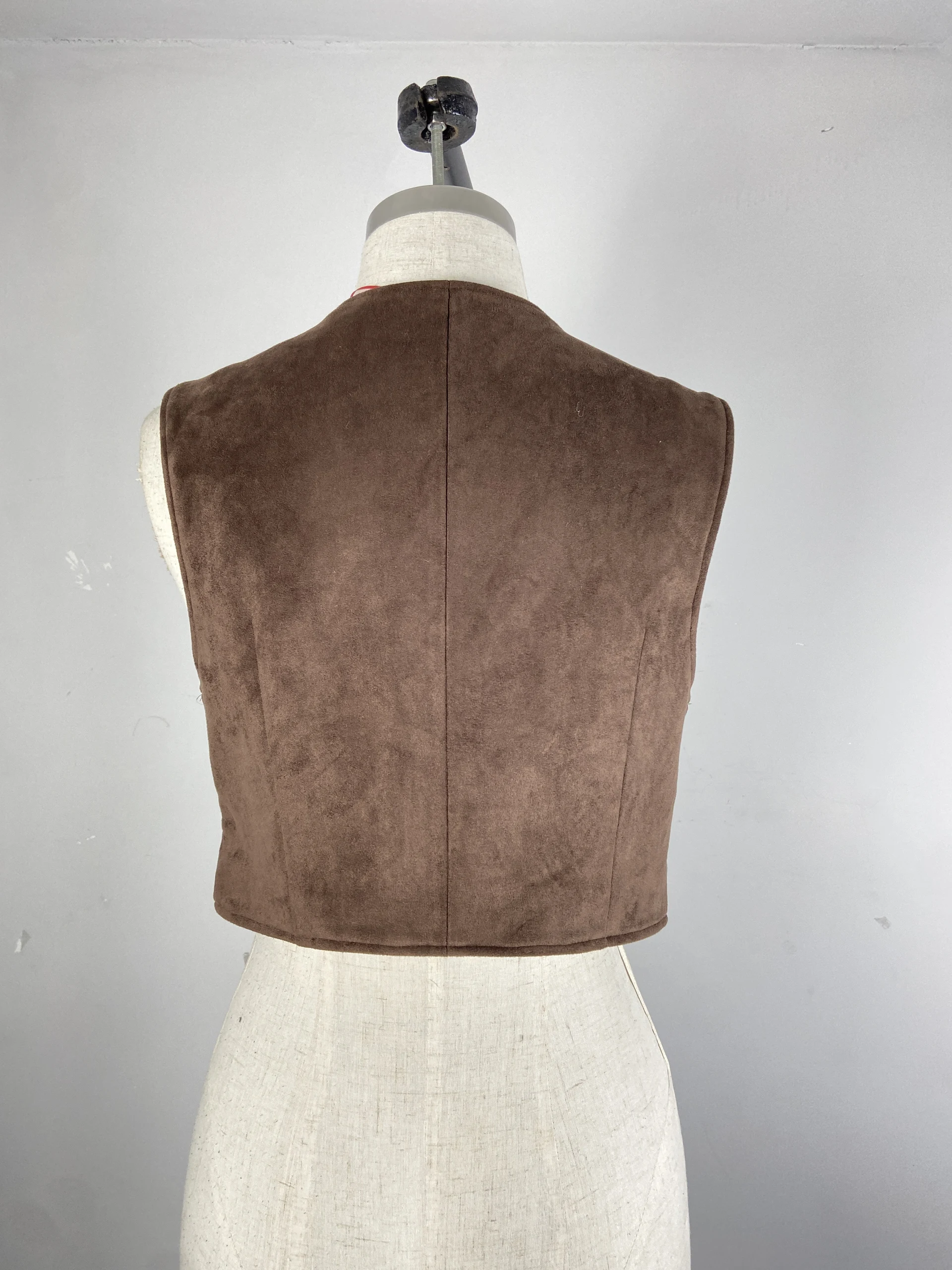 Women's Single-Breasted Vest,Short Suede Vest,Tops — view 2