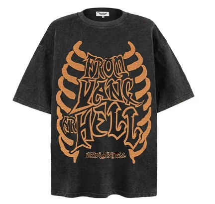 Streetwear Printed Tees Loose Crew Neck Short Sleeve T-Shirt Vintage Graphic Tee 