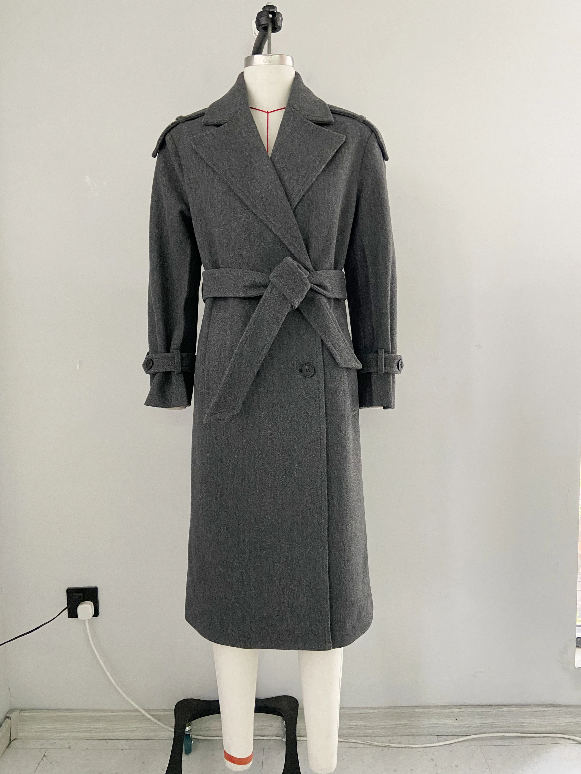 Women's Outwear Check Coat Adult Vintage Maxi Overcoat Casual Female topcoat Winter Classic Coat 