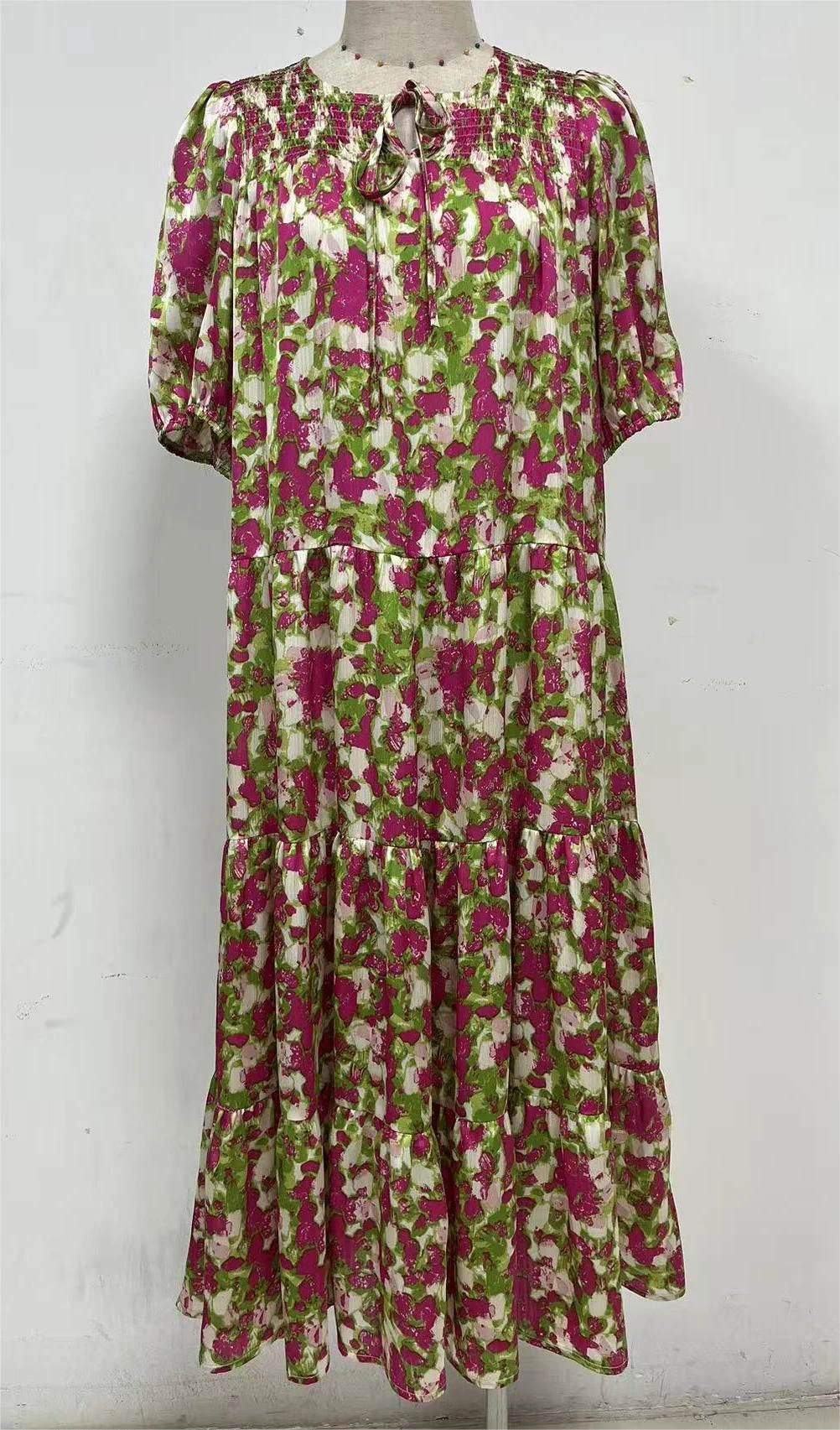 Short sleeve printed dress,Day dress,Daily dress,Casual maxi dress — view 2